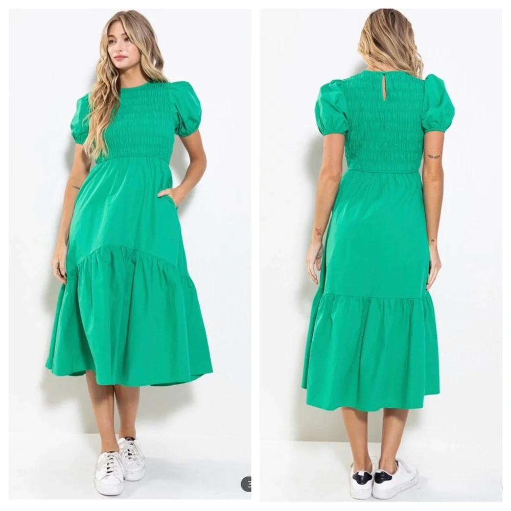 26 Boho Smocking Detail Tiered Maxi Dress - Picture 2 of 3